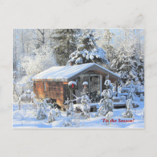 'Tis the Season  Up North Cottage,  Winter Holiday Postcard