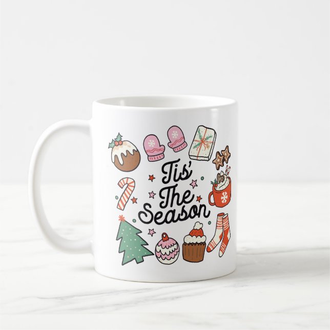 Tis The Season Vintage Christmas Coffee Mug (Left)