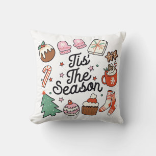Tis The Season Vintage Christmas Throw Pillow