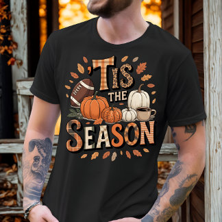 ’TIS THE SEASON Vintage Pumpkins and Football T-Shirt