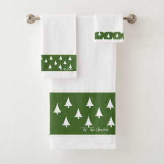'Tis The Season White  Bath Towel Set