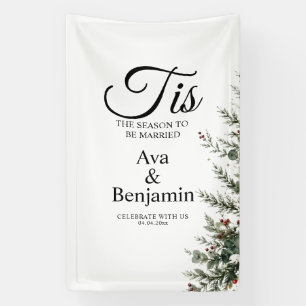 Tis The Season Winter Christmas Wedding Sign,Linen Banner
