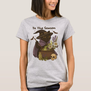 Tis The Season Witchy Cat with Cauldron T-Shirt