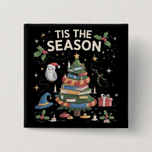 Tis the Season Wizard School Christmas Cozy Magic 2 Inch Square Button