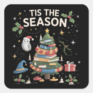 Tis the Season Wizard School Christmas Cozy Magic Square Sticker