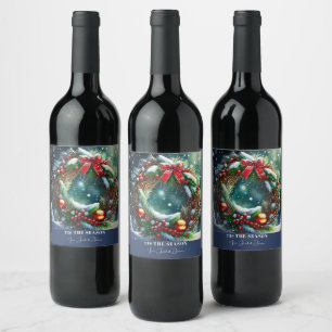 Tis the Season Wreath Wine Label