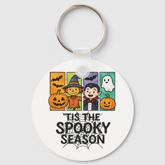 Tis The Spooky Season Halloween Vampire Pumpkin De Keychain (Front)
