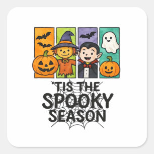 Tis The Spooky Season Halloween Vampire Pumpkin De Square Sticker