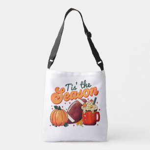 Tiss The Season Autumn Pumpkins and Football Crossbody Bag