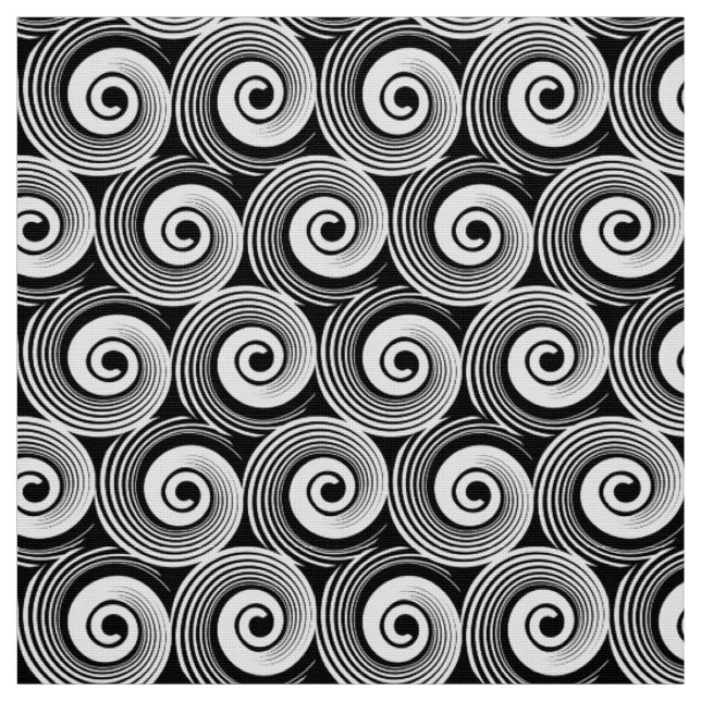 Tissu 140216 spirales - blanc sur le noir (Échantillon)