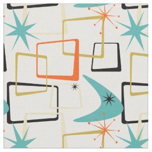 Tissu 1950 Étoiles Carrés atomiques & Boomerang milieu d