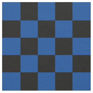 Tissu 1 pouce de damier noir et bleu profond