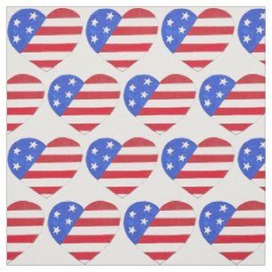 Tissu 4 juillet Patriotic American Flag Heart USA Love