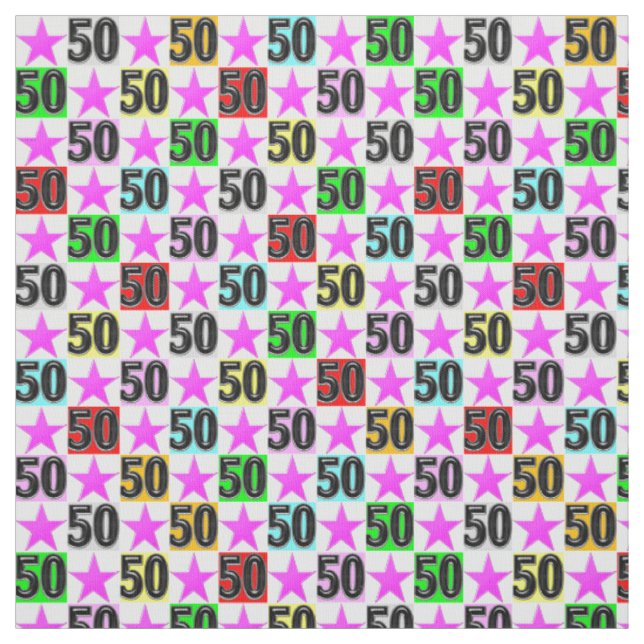 TISSU 50E ANNIVERSAIRE SUPER STAR (Échantillon)