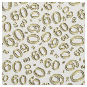 Tissu 60e Motif de nombres aléatoires Gold & White 60