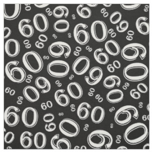 Tissu 60e Motif de nombres aléatoires noir et blanc 60