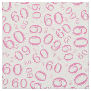 Tissu 60e Motif de nombres aléatoires rose et blanc 60