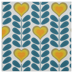 Tissu 60s les années 70 mod rétro fleurs cardiaques v2