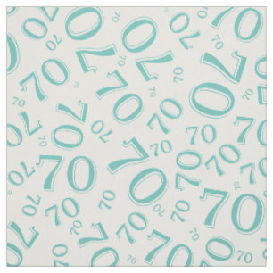 Tissu 70e Cool Nombre aléatoire Motif Turquoise 70