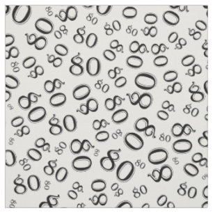 Tissu 80e Cool Numéro Motif noir et blanc 80