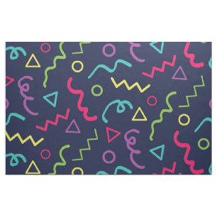 Tissu 80s quatre-vingts rétro parti néon Memphis motif