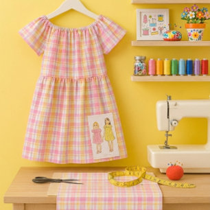 Tissu à carreaux rose printanier joyeux 
