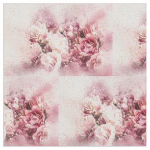 Tissu à motif de couture à l'aquarelle de rose ros