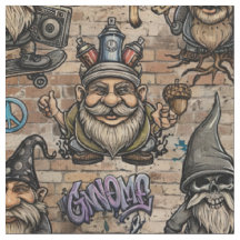 Tissu à motif de gnomes graffiti urbains