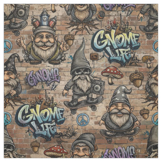 Tissu à motif de gnomes graffiti urbains