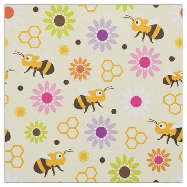 Tissu Abeille & Fleurs (Échantillon)