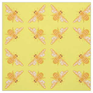 Tissu Abeilles de miel en motif diamant sur jaune vif