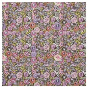 TISSU ABSTRAIT FLEURS DE CERCLE ROSE VERT LIGNES E