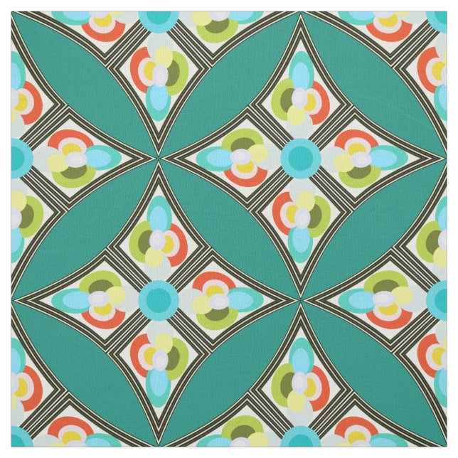Tissu abstrait moderne de Teal de motif d'édredon (Échantillon)