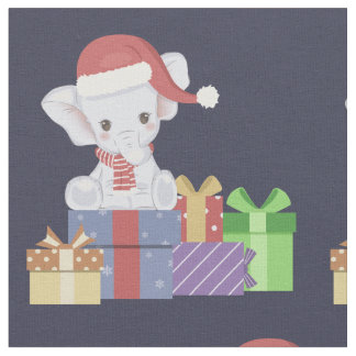 Tissu adorable bébé éléphant de Noël