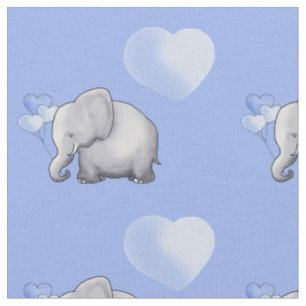 Tissu Adorable Coeur bleu Polka Éléphants Nourriture i