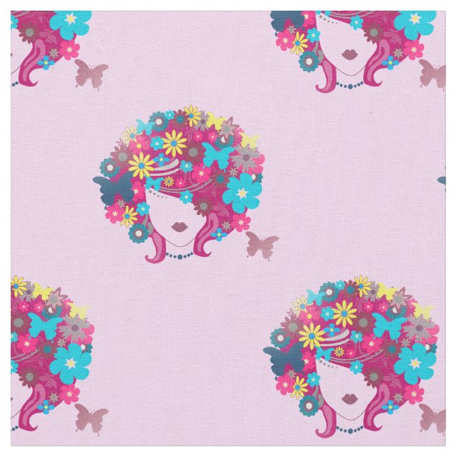 Tissu afro à fleurs boho (Fermer)