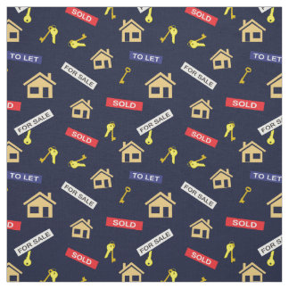 Tissu Agent immobilier Realtor Realty Motif sur Navy Blu