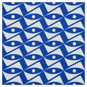 Tissu Ailes du Delta du milieu du siècle - blanc et coba
