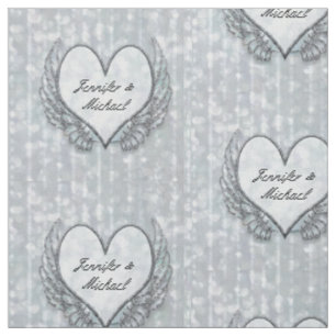 Tissu Ailes et coeur argentés personnalisés d'ange