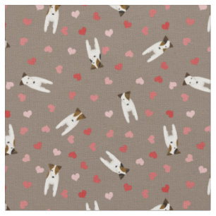 Tissu Aimez mon Jack Russell Terrier chiens coeur motif