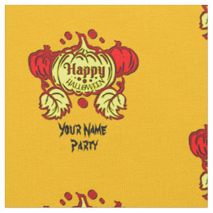 Tissu Ajouter Votre Nom Texte Happy Halloween Citrouille