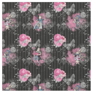 Tissu Alice en Wonderland hivernal sur Black Stried