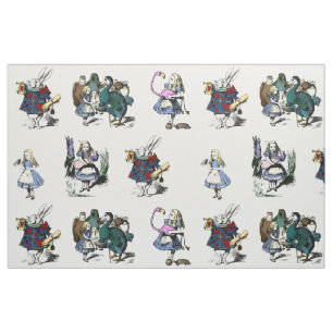 Tissu Alice Wonderland White Rabbit Grand livre de conte