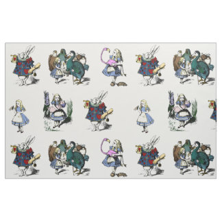 Tissu Alice Wonderland White Rabbit Grand livre de conte
