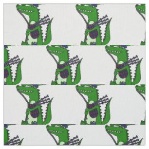 Tissu Alligator drôle jouant l'art de cornemuses