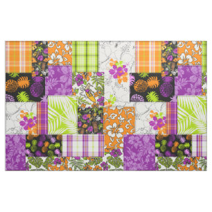 Tissu Aloha Patchwork Hawaiian Tropical Prints - Violet