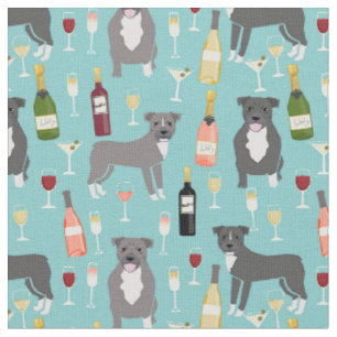 Tissu Amateur de vin de Pitbull dogs bleu clair