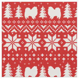 Tissu American Eskimo Chien Silhouettes Eskies Noël
