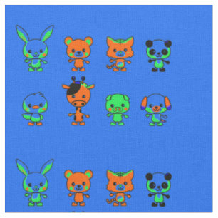 Tissu Amis Animaux de Dessin Animé