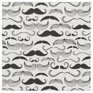 Tissu Amusant design de moustache noir et blanc